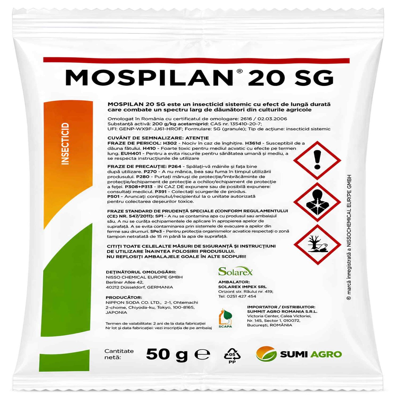 Mospilan 20 SG 50g - Solarex - Insecticid sistemic