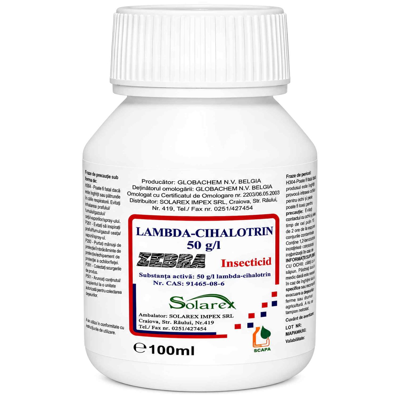 Zebra 100ml - Solarex - Insecticid piretroid de contact și ingestie